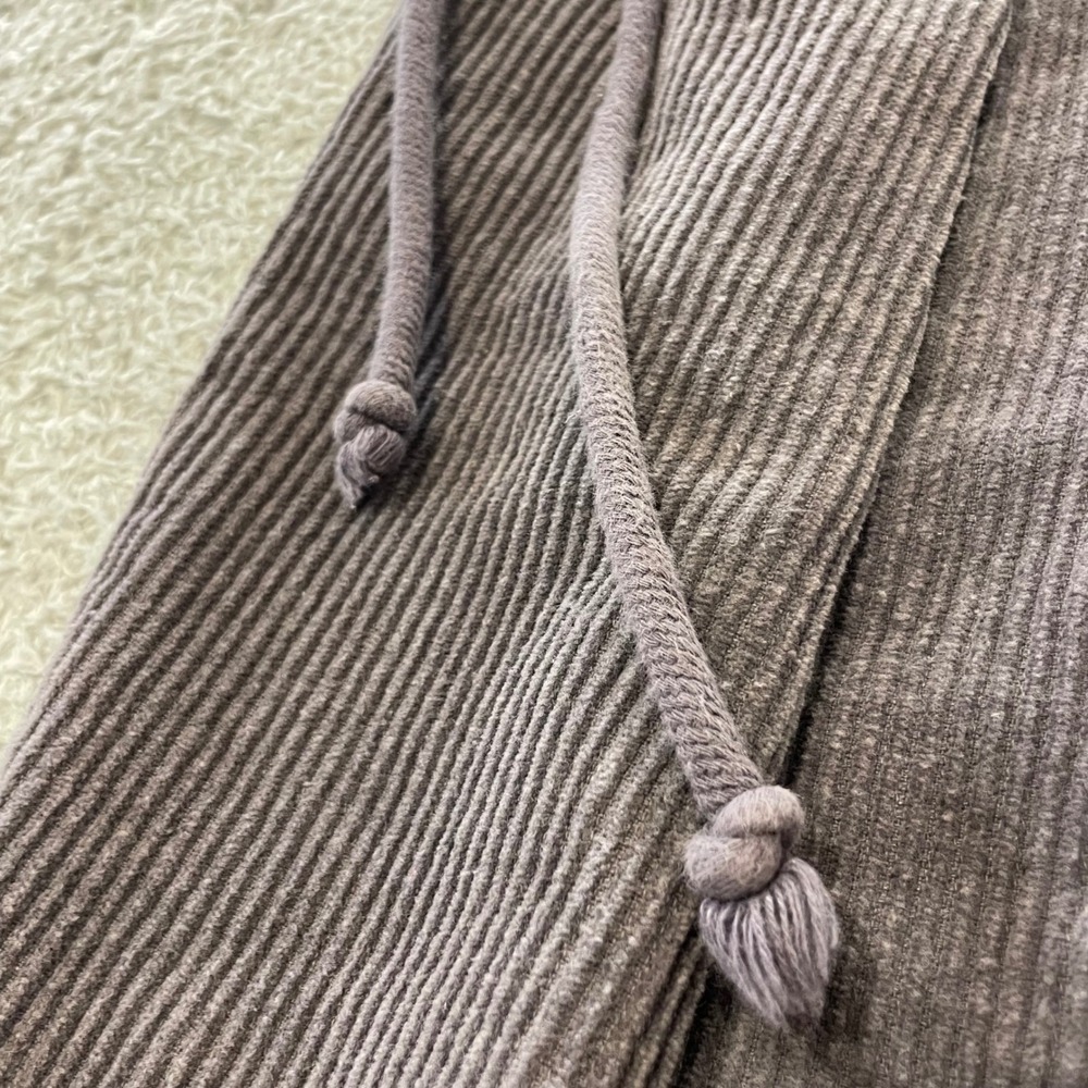 Deiji Studios Corduroy Pleated Pants Women XS Gray Cropped Drawstring Relaxed - Picture 4 of 16